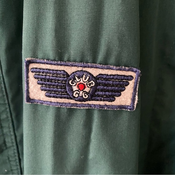 Vintage Military Style Green Jacket Bomber with Logo Patch - Picture 4 of 12